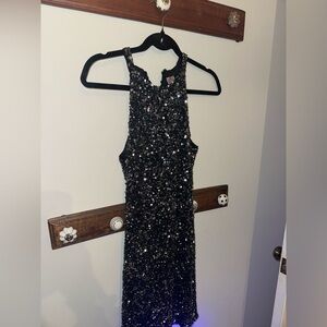 Parker Black and Silver Sequin Dress